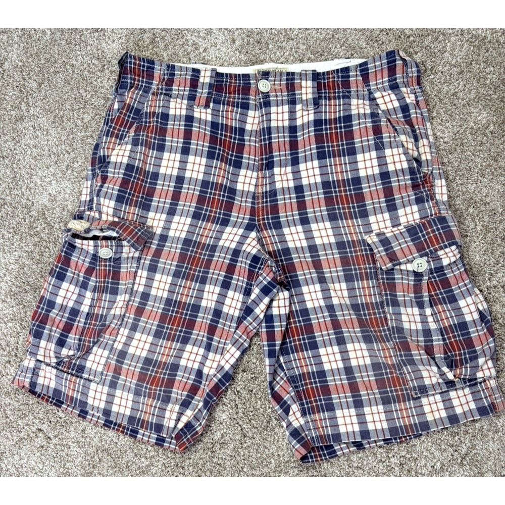 American Living Cargo Shorts Men" Size 31 Multicolor Plaid Cotton Casual Relaxed